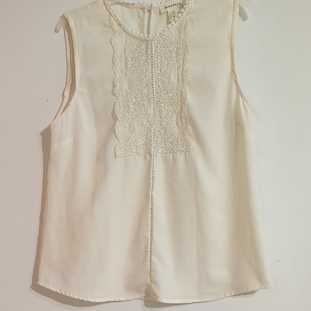Dolce Vita Cream Embellished Blouse with Mandarin Collar
